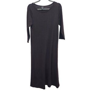 Eileen Fisher Womens Maxi Dress Small Brown 3/4 Sleeve Wool Minimalist Modest